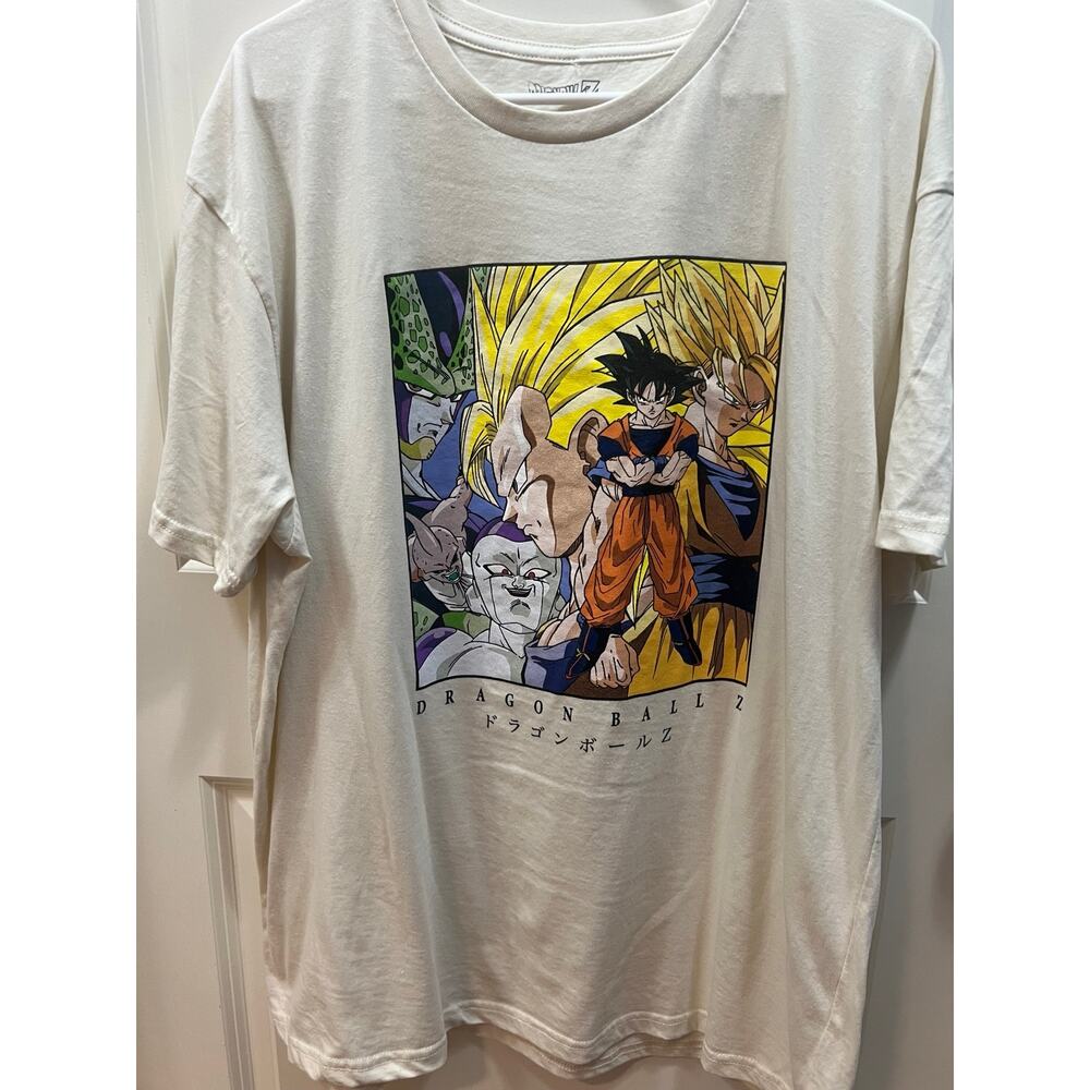 Dragon Ball Z Graphic T-Shirt Mens 2XL Anime DBZ Goku Cell Frieza Tee Cream